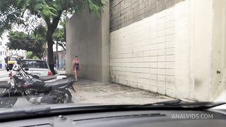 picking up the redhead on the street and fucking her ass - blowjob on the street