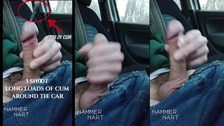 I SHOOT LONG LOADS OF CUM AROUND THE CAR