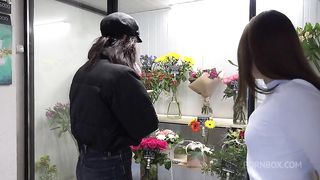Worker of flower shop enticed into threeway with hot couple