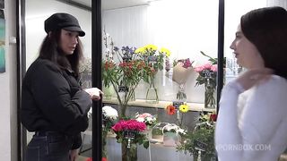 Worker of flower shop enticed into threeway with hot couple