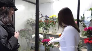 Worker of flower shop enticed into threeway with hot couple