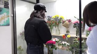 Worker of flower shop enticed into threeway with hot couple