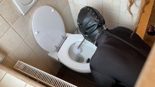 GOLDEN SHOWER ON TOILET SLAVE POV