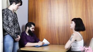 It's her first job interview and the position is to be the boss's little slut