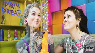 2 heavy tattoo girls get ass fucked by a big dick