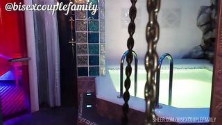 A friend invited us to the sauna and fucked us in turn