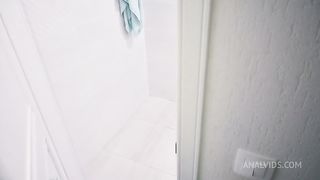 Pigtailed teen stuck in washing machine