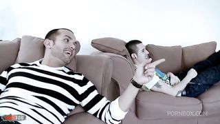 Two girls in uniform in a naughty foursome