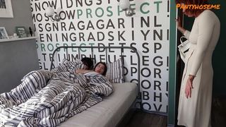 STEPMOM WALKS IN ON STEP DAUGHTER HAVING SEX AND JOINS IN FFM THREESOME