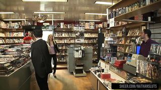 Naughty MILF Shoplifter Caroline De Jaie Caught Redhanded & DPed by the Owner with Facial