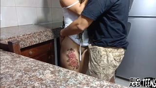 My brother in law fucks me in the kitchen, while my husband is not at home