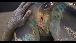 Tattooed teen ASS to MOUTH overload with METAL toy - PROLAPSE, gape, ANAL, ATM - split tounge, goth, punk, alt porn - ZF015