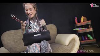 Tattooed teen ASS to MOUTH overload with METAL toy - PROLAPSE, gape, ANAL, ATM - split tounge, goth, punk, alt porn - ZF015