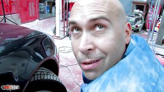 Two blonde sluts fucked hard in the ass in a garage