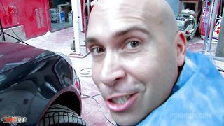 Two blonde sluts fucked hard in the ass in a garage