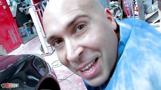 Two blonde sluts fucked hard in the ass in a garage