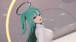 BLUE ARCHIVE YUUKA HENTAI UNDRESS DANCE TEDDY BEAR PLAYBOY GIRL MMD 3D CLEAR BLUE HAIR