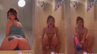 RIDING MY RAINBOW DILDO AND CUMMING IN THE SHOWER