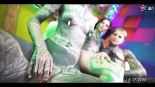 3 TATTOO lesbians play with CUM - ANAL gape, prolapse, ASS CUM SWAP + first time anal - punk, goth, alt porn - ANUSKATZZ - ZF012