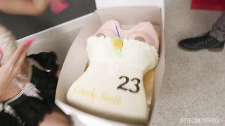 Birthday Party, 7on1, Candy Scott 23yo, ATM, DAP, No Pussy, Rough Sex, Big Gapes, Cum in Mouth, Swallow GIO2302