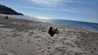 CURVY NUDIST AND VOYEUR ON THE BEACH. FUNNY DILDO!  BYE BYE!