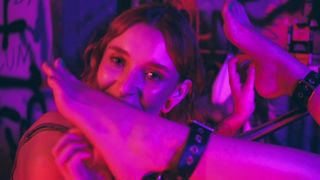 SUB GIRL WITH BIG FEET LOCKED TO SPREADER BAR FOR THE PLEASURE OF HER GODDESS