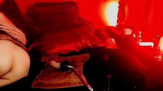 MINI DICK TRANNY FUCKING HER ASS WITH A FUCK MACHINE