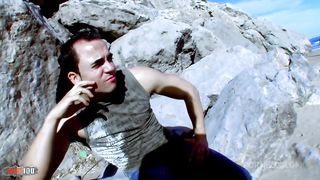 Fat french milf ass fucked on a public beach