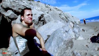 Fat french milf ass fucked on a public beach