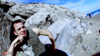 Fat french milf ass fucked on a public beach