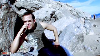 Fat french milf ass fucked on a public beach