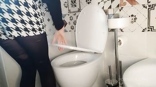 bathroom with Chantal Channel and her black pantyhose
