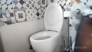 bathroom with Chantal Channel and her black pantyhose