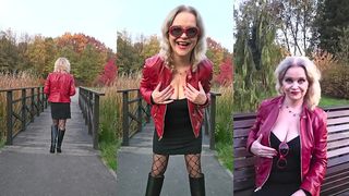 RED LEATHER JACKET & BLACK LEATHER BOOTS