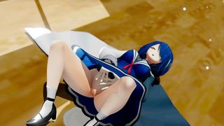 TIME STOP HENTAI OTDMTMK VTUBER AOGR UNDRESS SEX SCHOOL CORRIDOR MMD 3D BLUE HAIR