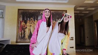 Anal fisting + Cock! Two hot teen bitches Jessie Way and Vivian Grace play a game and smoothly switch to hardcore fucking NRX102