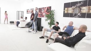 7on1 Double anal Gang Bang goes Wet, Sandra Soul, 7on1, DAP, Gapes, Pee Drink, Creampie Swallow GIO1911