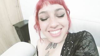 Piss in the mouth. 90%Anal Atp red head big ass balls deep ink blue in asshole