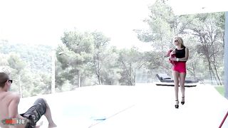 Perfect Brazilian beauty enjoying two big cocks in both holes