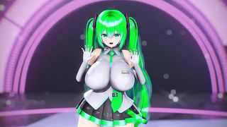 HATSUNE MIKU HUGE BOOBS HENTAI UNDRESS DANCE VOCALOID BIBBIDIBA SONG MMD 3D GREEN HAIR