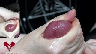 CLOSEUP OF STROKING, CUMMING AND POT