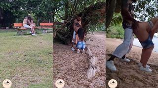 CASADA FUDENDO EM PUBLICO COM O AMIGO NO MEIO DA TARDE NA ORLA DO GUAIBA EM PORTO ALEGRE - MARRIED FUCKING IN PUBLIC IN THE PARK
