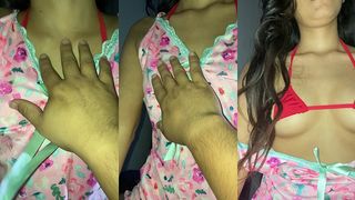 LITTLE TEEN 18 IN PAJAMAS IS SURPRISED BY HER STEPBROTHER. SHE WANTS HER ASS EATEN