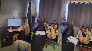 COLEGIALA UNIFORMADA PREFIERE VER UNA PORNO QUE HACER SUS TAREAS