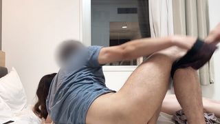 CASUAL SEX WITHOUT CONSUMES OR DECORATIONS OF JAPANESE AGE GAP COUPLE.