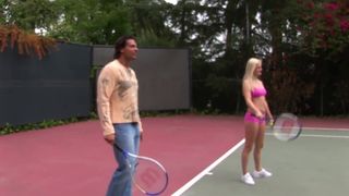 A THREESOME IN TENNIS COURT