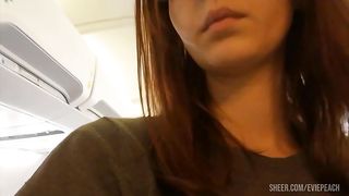 Anal playing in a plane`s restroom