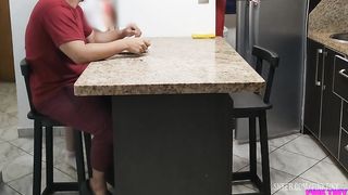 I like to eat sitting on my Step uncle's legs because it turns me on when he touches my pussy