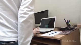 First day at work our new secretary gets analized by the boss