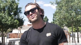 Public Jerking Off with a Fan